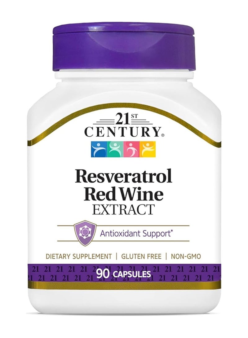 القرن الحادي والعشرون دعم مضادات الأكسدة بخلاصة النبيذ الأحمر ريسفيراترول - 90 كبسولة - Image 1